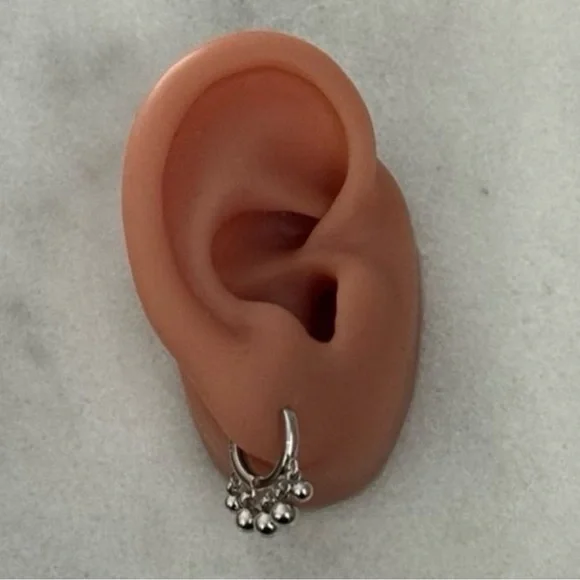 Sterling Silver Ball Round Fringe Huggie Hoop Earrings 

Brand New - Picture 3 of 5